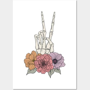 Pretty peace skeleton Posters and Art